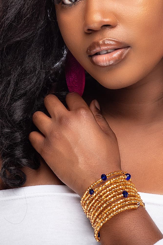Gold beaded bracelet wrap