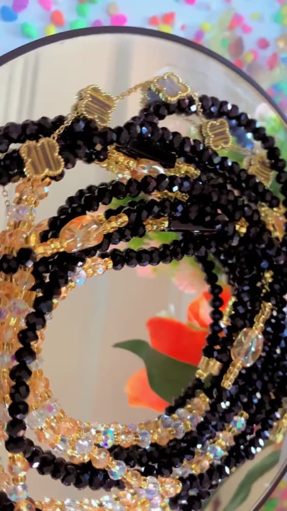 Black Is Beautiful Crystal, handmade waist beads by Star Beads