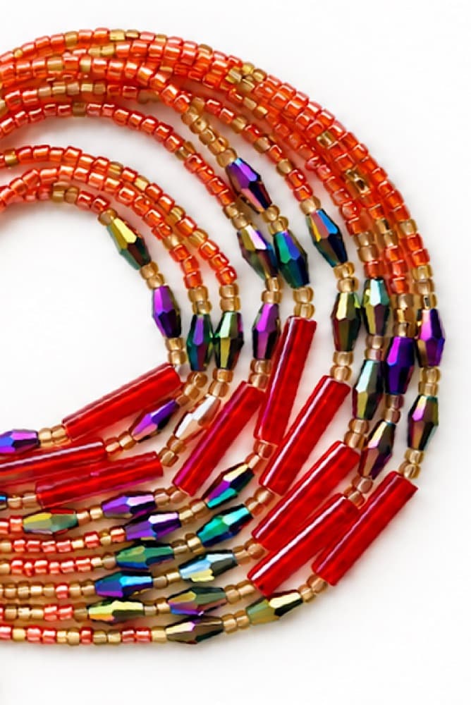 Sunset Fire, handmade waist beads by Star Beads